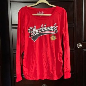 Red Chicago Blackhawks Maternity Long Sleeve T-Shirt